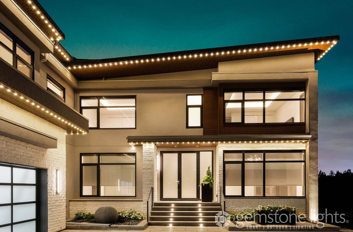 Highlighted roof peaks, columns, and trim