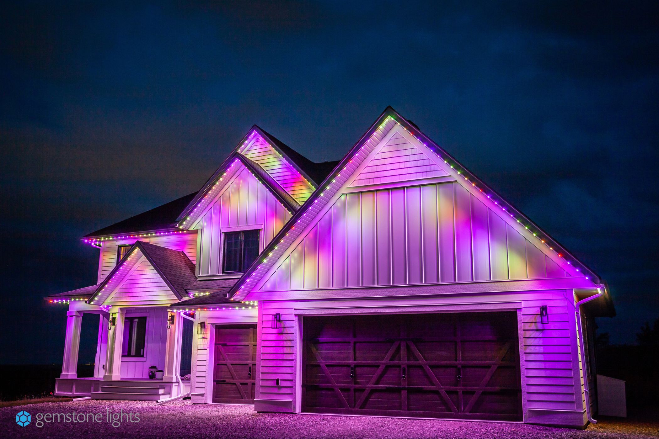 Permanent Holiday Lighting - Purple and yellow (1)
