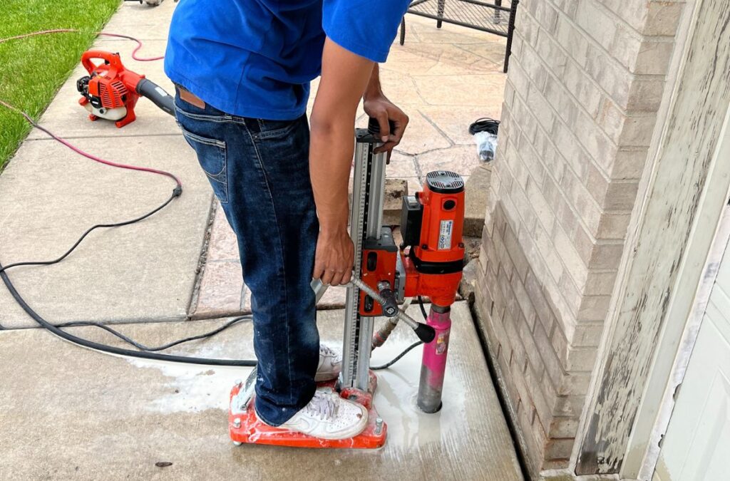 Outdoor Lighting installation, drilling in floor