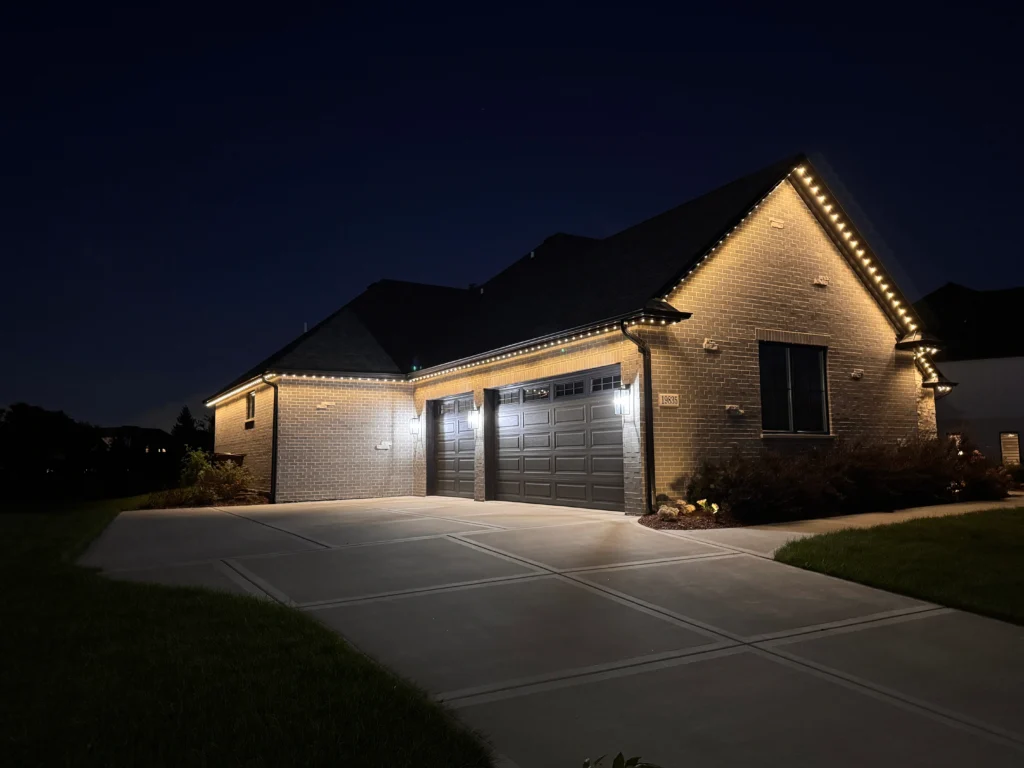 outdoor lighting installation showcasing landscape lighting design in mokena chicago suburbs enhancing curb appeal and ambiance
