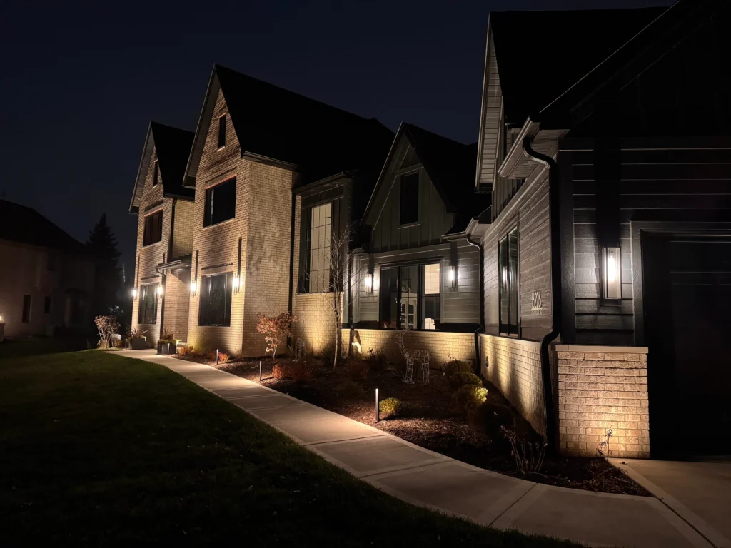 professional installation of outdoor lighting design enhancing landscape features in mokena chicago suburbs